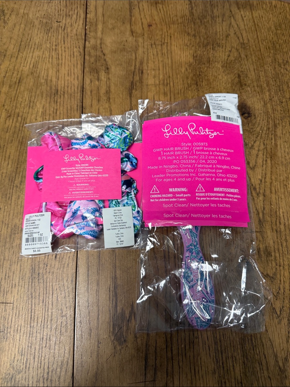 Lilly Pulitzer Pink & Blue Floral Hair Brush and Scrunchie Set